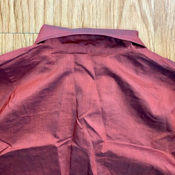 Doncaster Metallic Red Oversized Poplin Shirt Top Womens 4 - Picture 11 of 13
